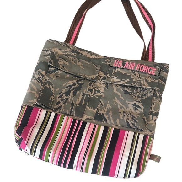 Air Force Camo and Striped Multicolor Tote Bag - Picture 1 of 10